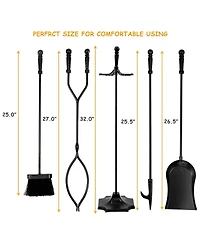 Sugift 31 inch 5 Pieces Metal Fireplace Tool Set with Stand