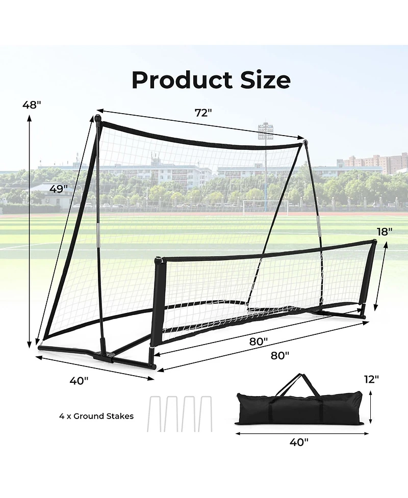 2-in-1 Portable Soccer Trainer with Carrying Bag to Enhance Soccer Passing Skill