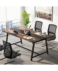 Tribesigns 6FT Rectangle Conference Table, 70.87 Inches Long Meeting Table for Conference Room, Vintage Wood Office Executive Desk for 6 People