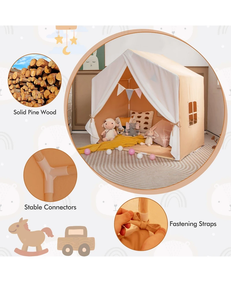 Sugift Kid's Play Tent with Washable Cotton Mat and Flag Banner