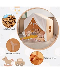 Sugift Kid's Play Tent with Washable Cotton Mat and Flag Banner