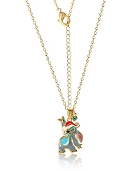Disney Lilo and Stitch Yellow Gold Flash Plated Christmas Pendant Necklace
