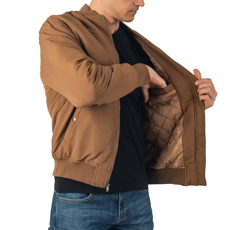 Alpine Swiss Men's Damon Bomber Jacket | Warm Quilted Flight Jacket with Pockets – Stylish Windbreaker for Casual & Layering | Versatile Outerw