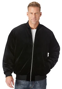 KingSize Big & Tall Velour Full Zip Bomber Jacket