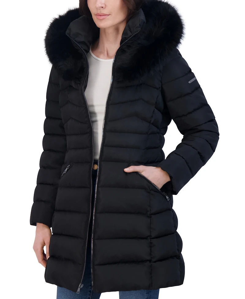 Laundry By Shelli Segal Women's Faux-Fur-Trim Hooded Puffer Coat