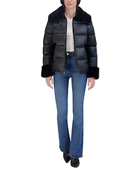Laundry by Shelli Segal Women's Shine Faux-Fur-Trim Puffer Coat