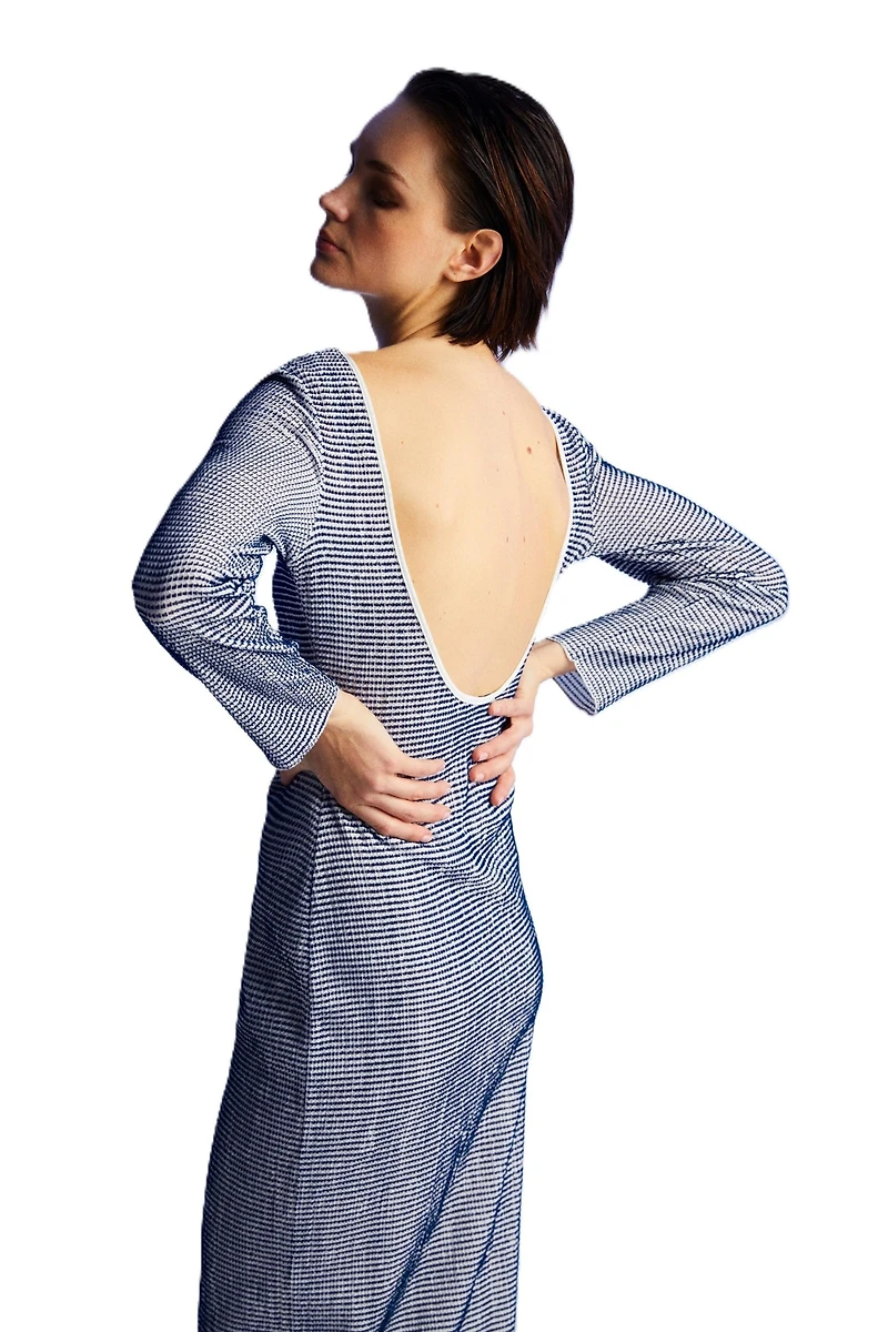 Nocturne Women's Striped Dress with Low Back
