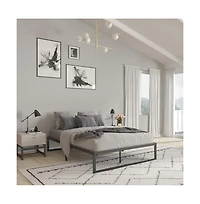 Merrick Lane Varallo 14 Inch Steel Bed Frame With Steel Slat Support For Any Mattress (No Box Spring Required)