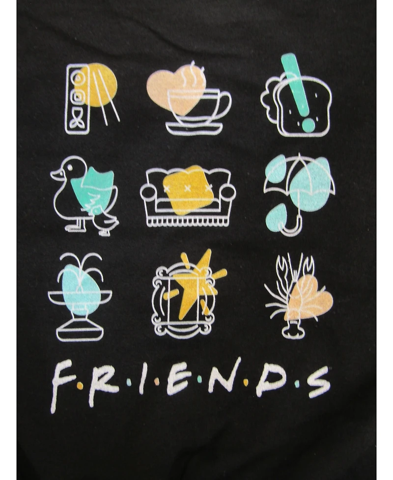 Friends Boys Tv Show Icons Line Art Youth Black Long Sleeve Shirt