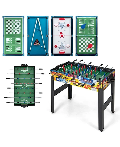 12-in-1 Combo Game Table Set with Foosball Air Hockey Pool Ping Pong Chess Bowling