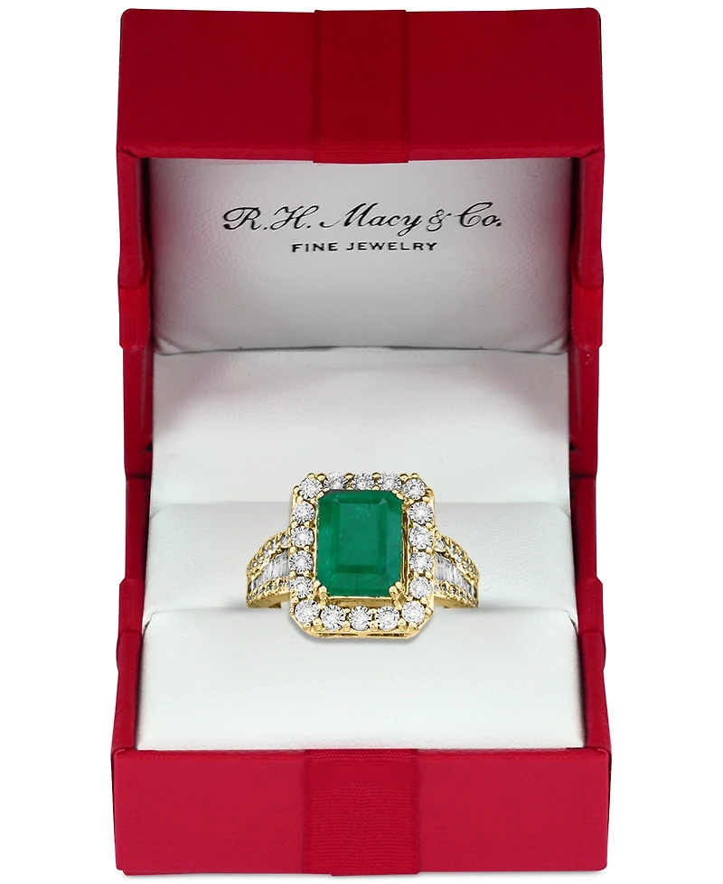 Effy Emerald (2-1/5 ct. t.w.) & Diamond (1/2 Ring 14k White Gold Yellow