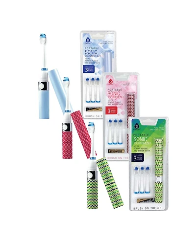 Family Bundle: Pursonic Portable Electric Toothbrush 3-Pack (Blue, Green, Pink)