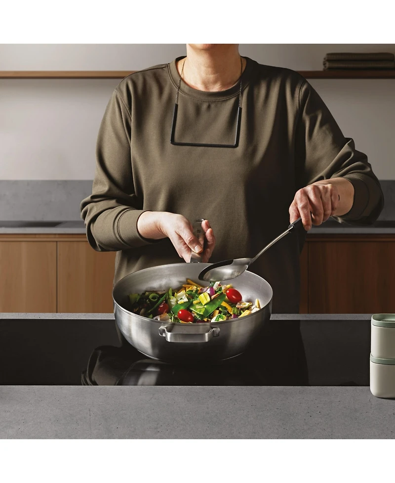 BergHOFF Graphite Recycled 18/10 Stainless Steel Wok Pan 11", 5.2qt. With Glass Lid