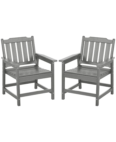 Outsunny 2 Piece Patio Chair with Armrests, Slatted Back Armchair,