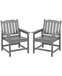 Outsunny 2 Piece Patio Chair with Armrests, Slatted Back Armchair,