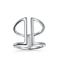 Bling Jewelry Modern Trendy Fashion Geometric Double Wide Vertical Bar Ring Sterling Silver Ring Adjustable
