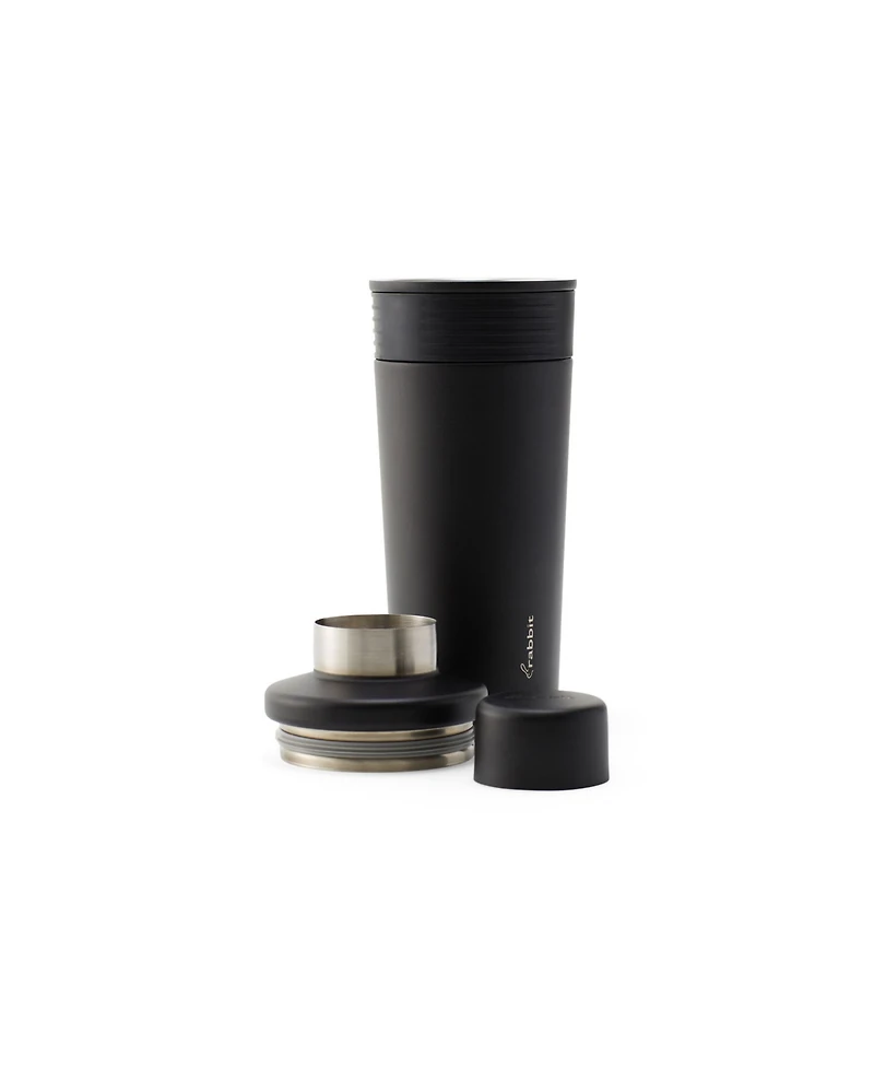 Rabbit 18 oz Stainless Steel Cocktail Shaker, Multi-Use Stainless Steel Topper with 1.5 oz shot Cap and Strainer