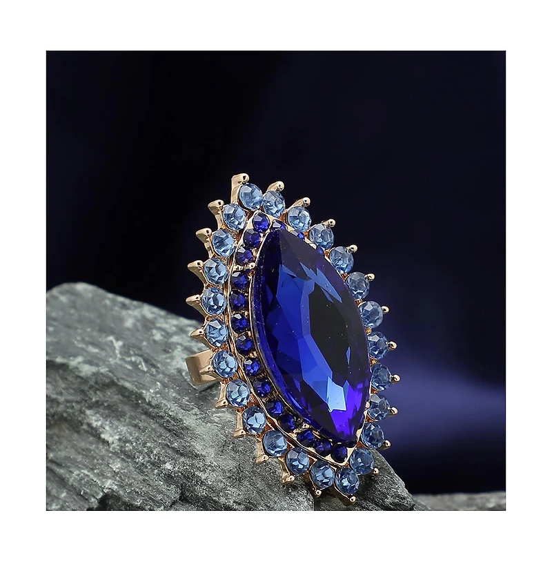 Sohi Women's Silver Marquise Statement Ring