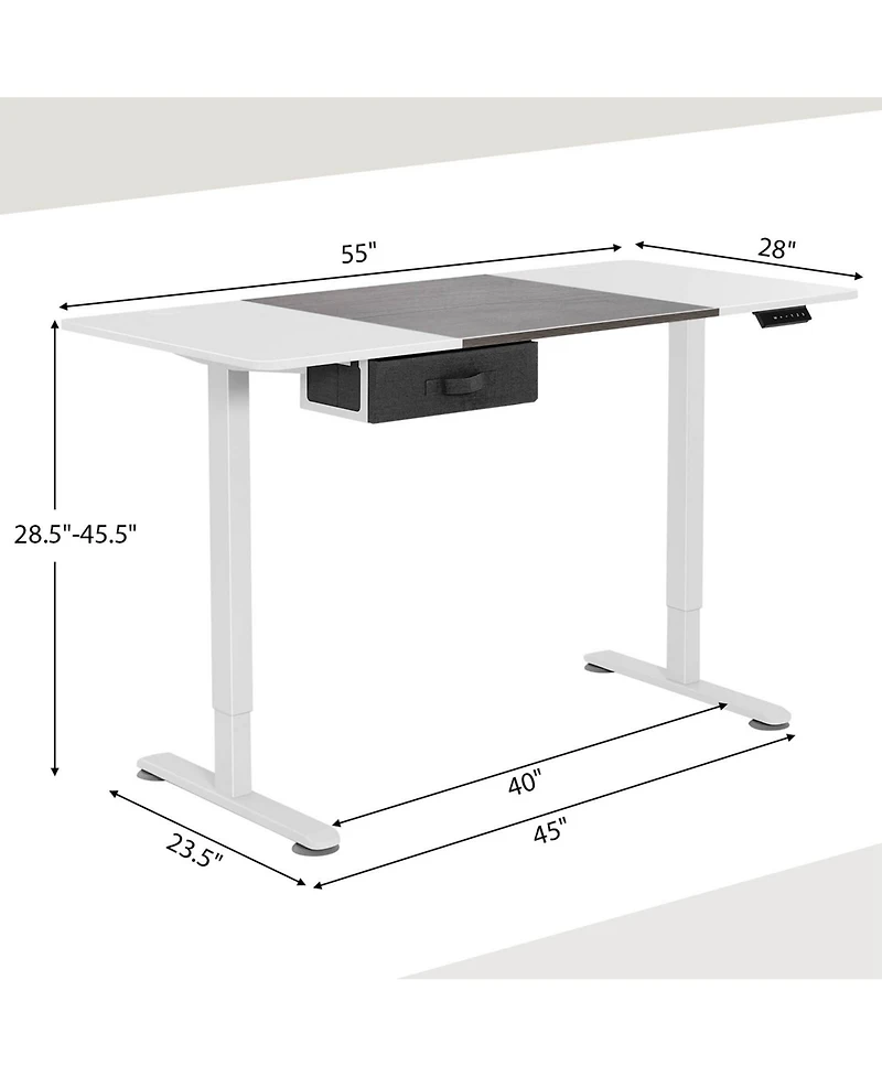 Electric Standing Desk 55'' x 28'' Height Adjustable Sit Stand with Usb Charging Port