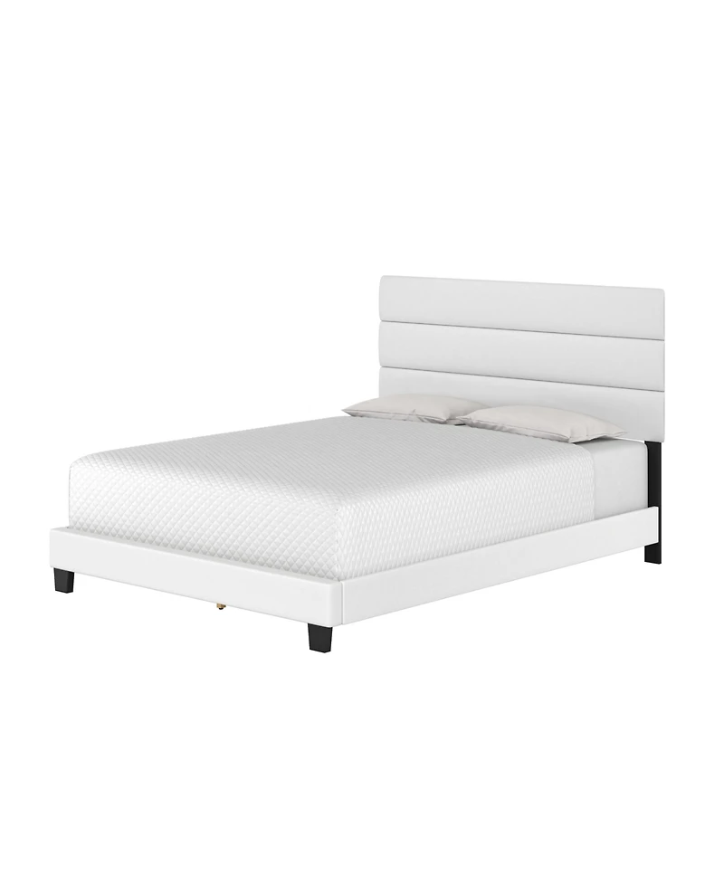 Boyd Sleep Piedmont Leatherette Upholstered Platform Bed Frame with Adjustable Headboard
