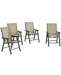 Outsunny Set of 4 Outdoor Folding Chairs for Patio, Camping, Beach,