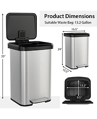 Sugift 13.2 Gallon Step Trash Can with Soft Close Lid and Deodorizer Compartment