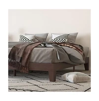 Merrick Lane Eduardo Platform Bed Frame, Solid Wood Platform Bed Frame With Slatted Support