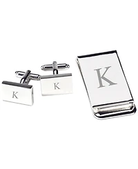 Silver Plated Cufflinks and Money Clip Set