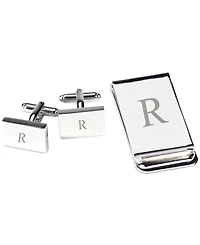 Silver Plated Cufflinks and Money Clip Set