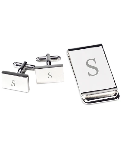 Silver Plated Cufflinks and Money Clip Set