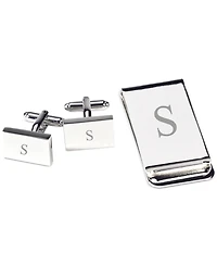 Silver Plated Cufflinks and Money Clip Set