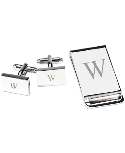 Silver Plated Cufflinks and Money Clip Set