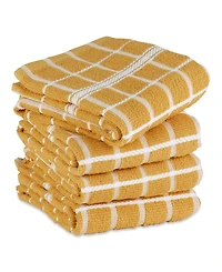 Design Imports Basic Terry Collection Windowpane Dishtowel Set, 16x26", Honey Gold Check, 4 Piece