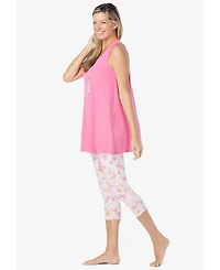 Dreams & Co. Women's Scoopneck Tank Capri Legging Pj Set
