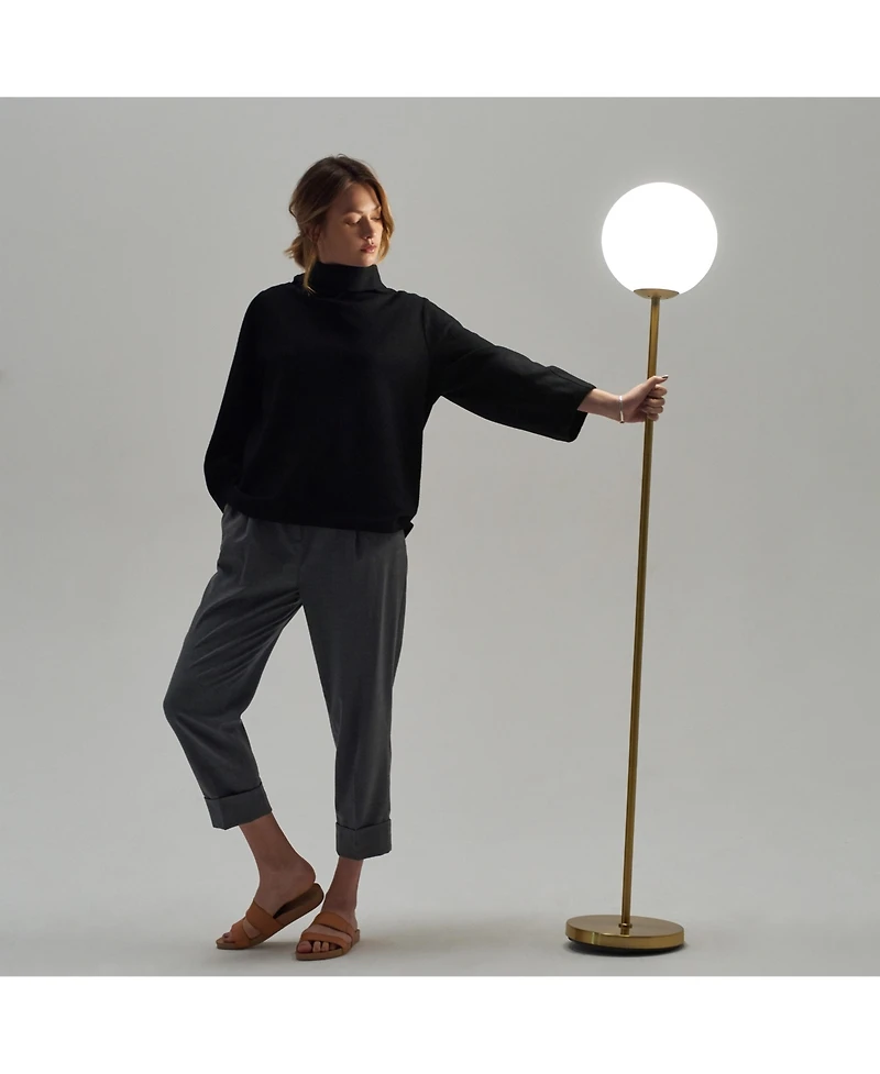 Luna Sophisticated Led Standing Floor Lamp with Frosted Glass Globe (65")