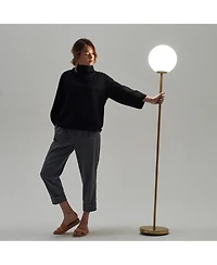 Luna Sophisticated Led Standing Floor Lamp with Frosted Glass Globe (65")