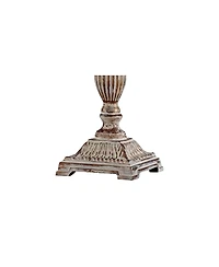 Regency Hill Petite Artichoke Font Traditional Table Lamp 28" Tall Antique White Washed Beige Fabric Bell Shade for Bedroom Living Room Nightstan