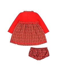 Mixed Up Clothing Infant Girls Long Sleeve Ruffle Trim Dress and Bloomer Set