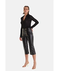 Furniq Uk Women's Black Leather Pants