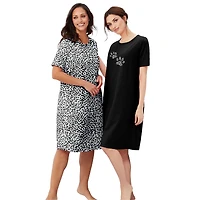 Dreams & Co. Women's 2-Pack Short-Sleeve Sleepshirt