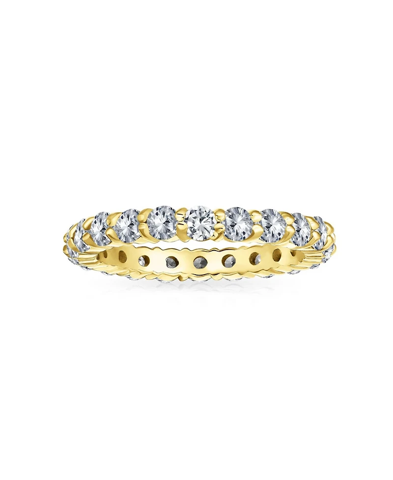 Bling Jewelry Cubic Zirconia Stackable Cz Eternity Thin 3MM Band Ring Sterling Silver