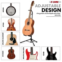 5 Core Guitar Stand Floor Foldingholder Soporte Para Guitarra for Acoustic Electric Bass Gsh Hd Blk