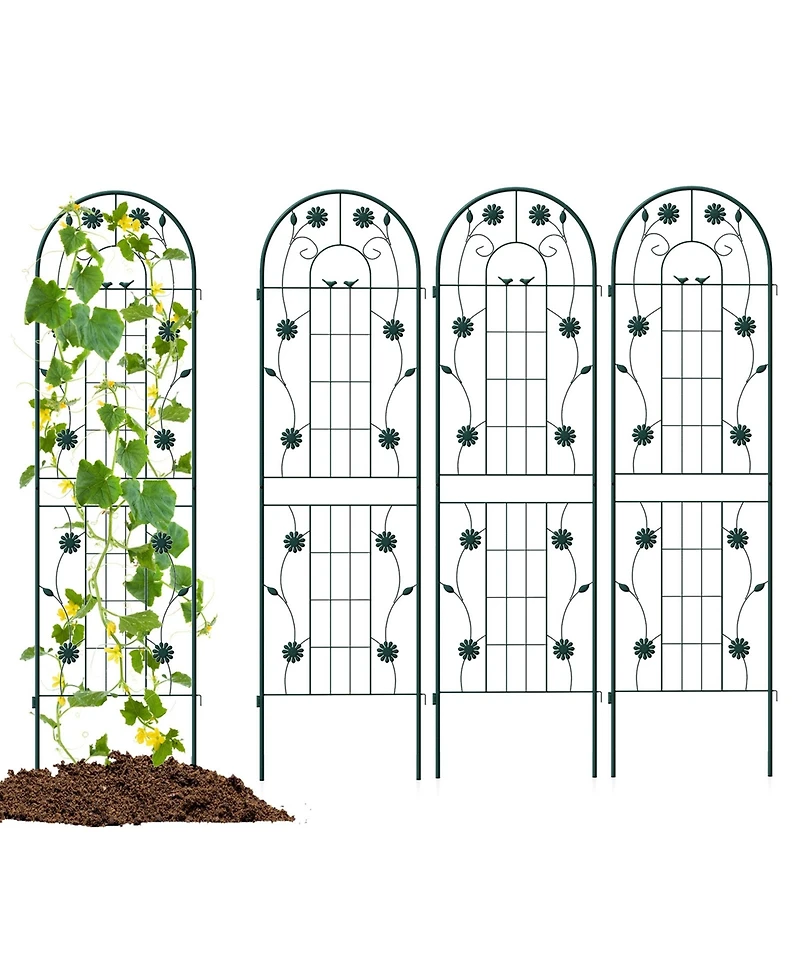 4 Pack Rustproof Metal Garden Trellis 71" x 20" Wire Lattice Panel for Patio