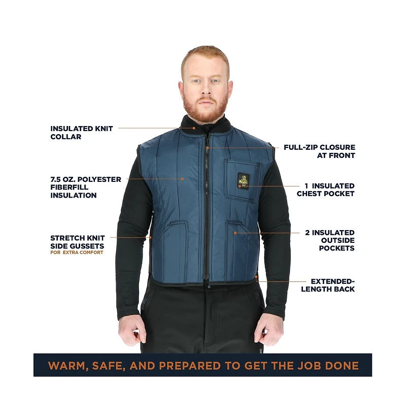 RefrigiWear Big & Tall Cooler Wear Vest - Insulated, Water-Repellent, Lightweight Work for 10°F Cold Protection