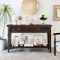 Streamdale Retro Console Table with Drawers and Open Shelf