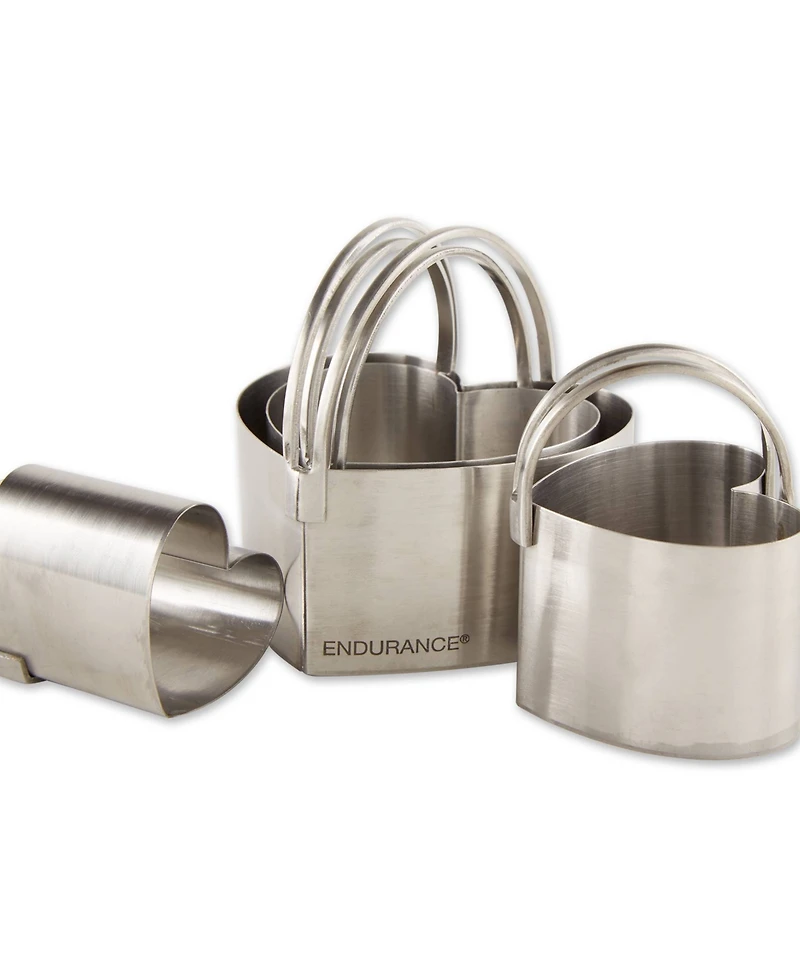 Rsvp International Endurance Stainless Steel 4 Piece Heart Shaped Nesting Biscuit Cutter Set