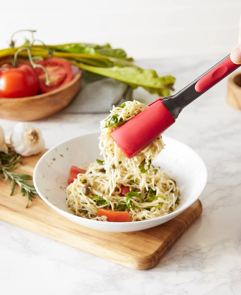 Rsvp International Endurance 18/8 Stainless Steel 10.75" Red Square Silicone Tip Tongs