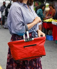 Rsvp International Aluminum Frame 17x11x18" Red Foldable Market Basket