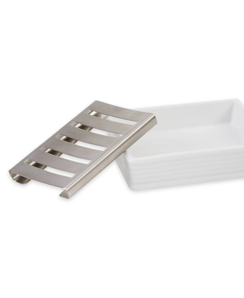 Rsvp International Ceramic Stoneware and Stainless Steel 5x4" Soap Dish