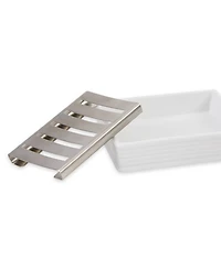 Rsvp International Ceramic Stoneware and Stainless Steel 5x4" Soap Dish